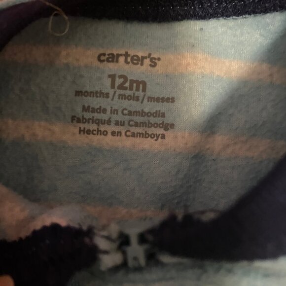 Carter’s Baby Sleeper | Blue Striped Footed Pajamas | Size 12M - Picture 7 of 7